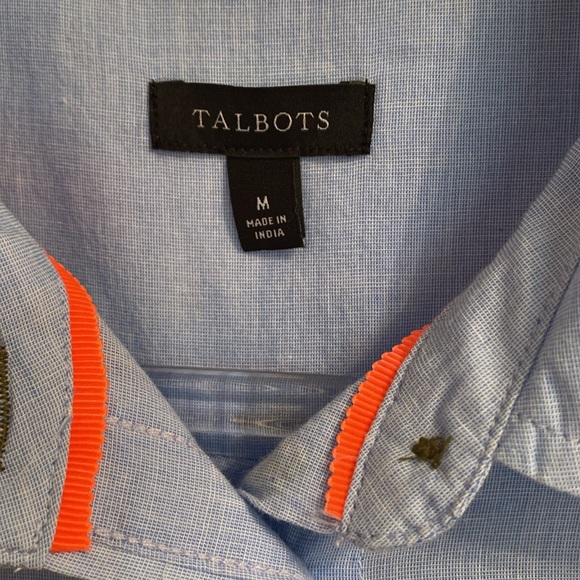 TALBOTS SIZE MEDIUM MODERN CLASSIC SHIRT - EMBROIDERED LOVELY PALM TREES - Picture 3 of 7